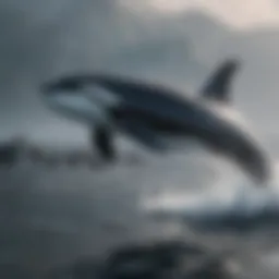 Majestic orcas swimming gracefully in the ocean