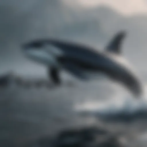 Majestic orcas swimming gracefully in the ocean