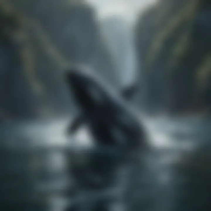 Conceptual depiction of threats faced by orcas in their natural habitat