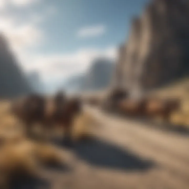 Illustration of the Oregon Trail migration in Wyoming