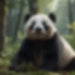 Giant panda in its natural habitat