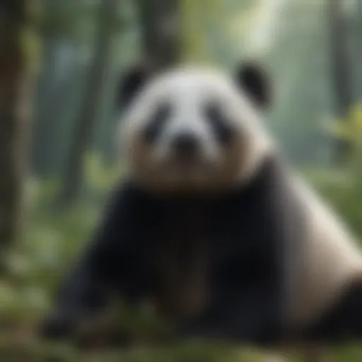 Giant panda in its natural habitat