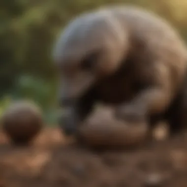 Pangolin Curling Up in a Defensive Ball