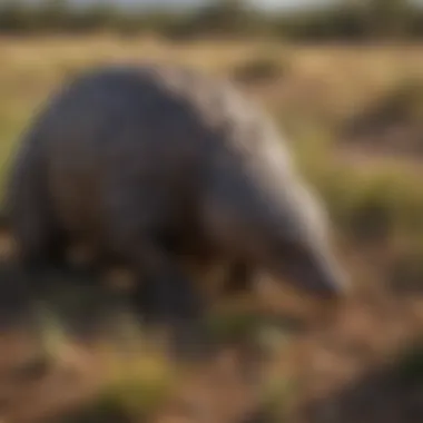 Pangolin blending into savannah grasslands