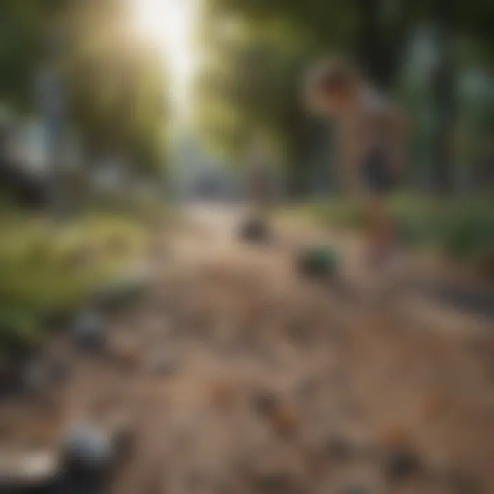 Children picking up litter in a park during a cleanup