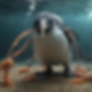 Penguin Catching Squid Underwater Penguin Catching Squid Underwater