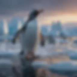 Penguin Colony in Antarctic Ice Field