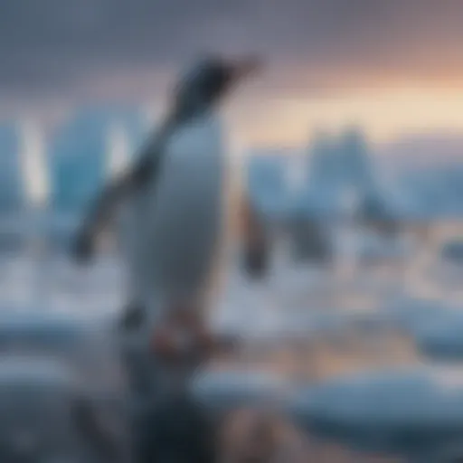 Penguin Colony in Antarctic Ice Field