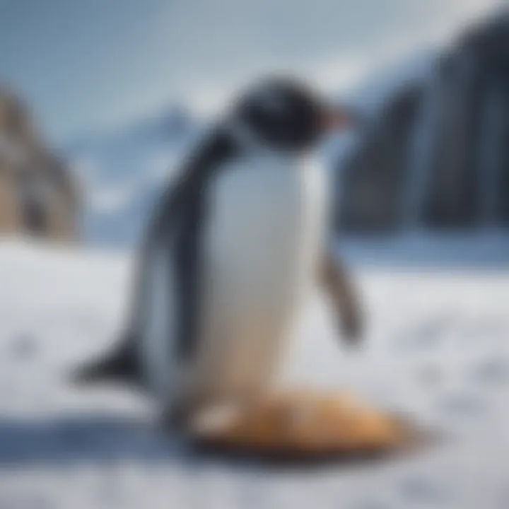 Penguin Digesting Food in Snowy Landscape