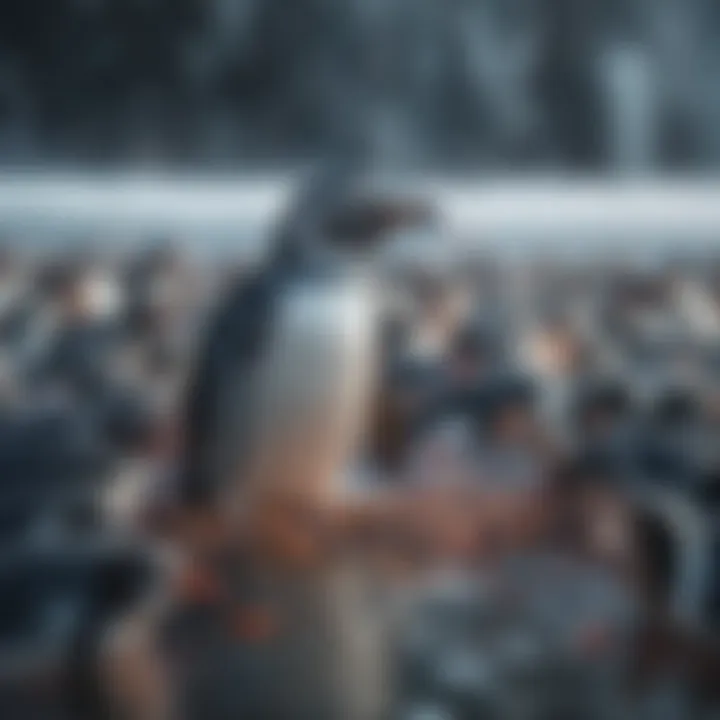 Penguin Feeding on Krill Swarm