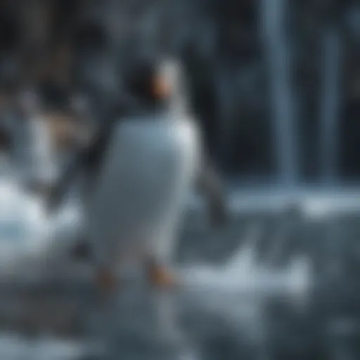 Penguin Hunting Fish in Icy Waters