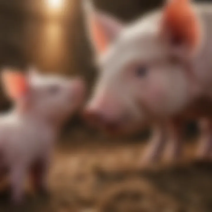 Adorable Piglet with Mother