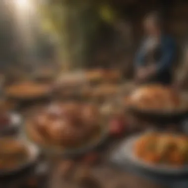 Pilgrim-era harvest feast depiction
