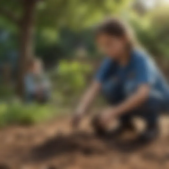 Children planting tree saplings in a school garden