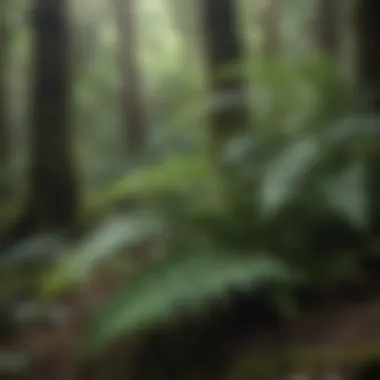A diverse selection of ferns thriving in the understory