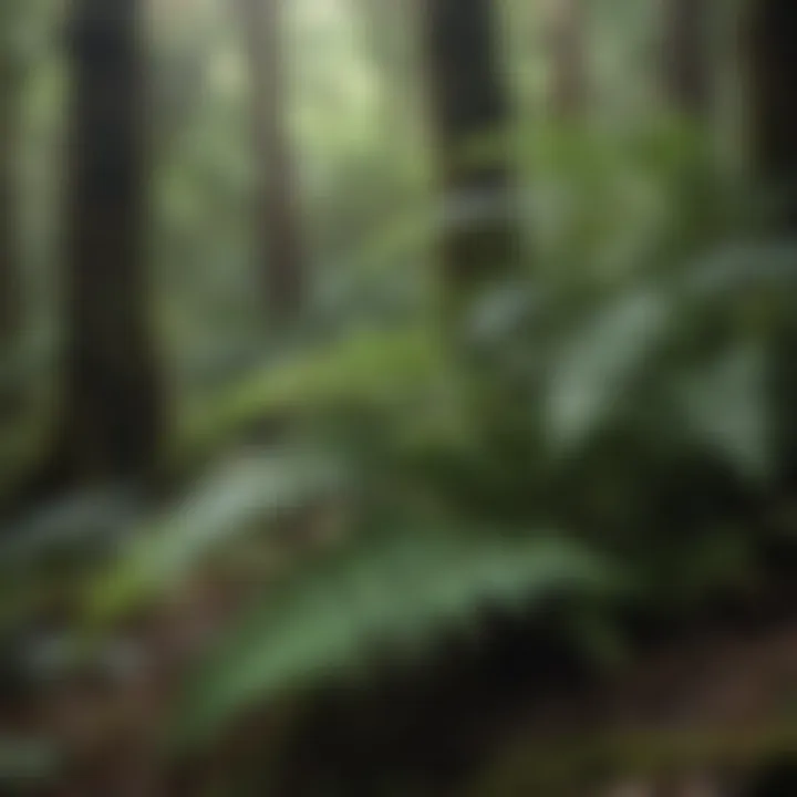 A diverse selection of ferns thriving in the understory