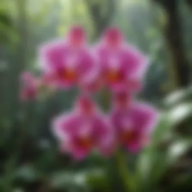 Vibrant orchids blooming in their natural habitat