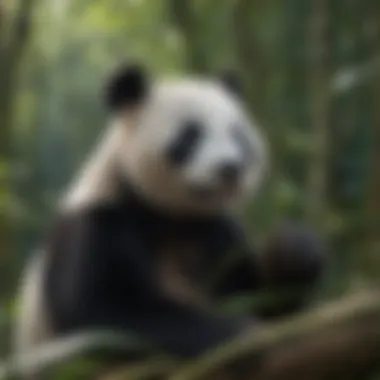A Playful Encounter: Observing the Giant Panda in its Bamboo Haven Playful Giant Panda in Bamboo Forest