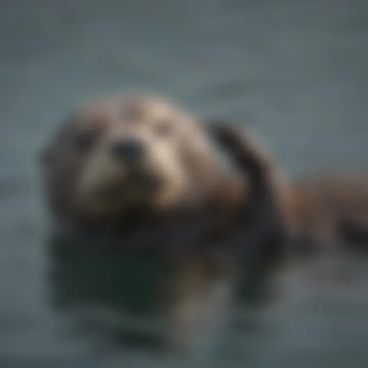 Playful Sea Otter Floating on Its Back