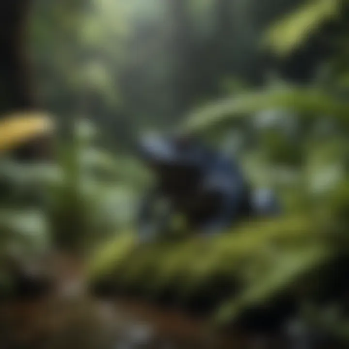 Poison dark frog in a lush rainforest setting