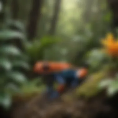 Colorful Poison Dart Frog Amid Tropical Foliage