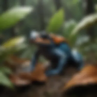 Poison Dart Frog Camouflaged Among Leaves