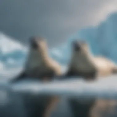 Seals swimming under the ice