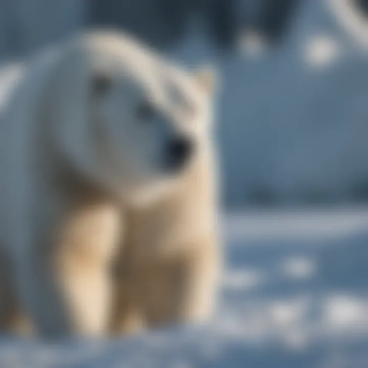 Polar bear hunting for seals on sea ice