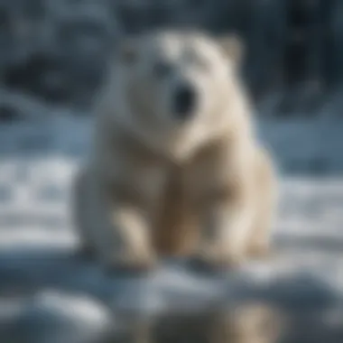 Polar bear struggling in melting ice due to climate change