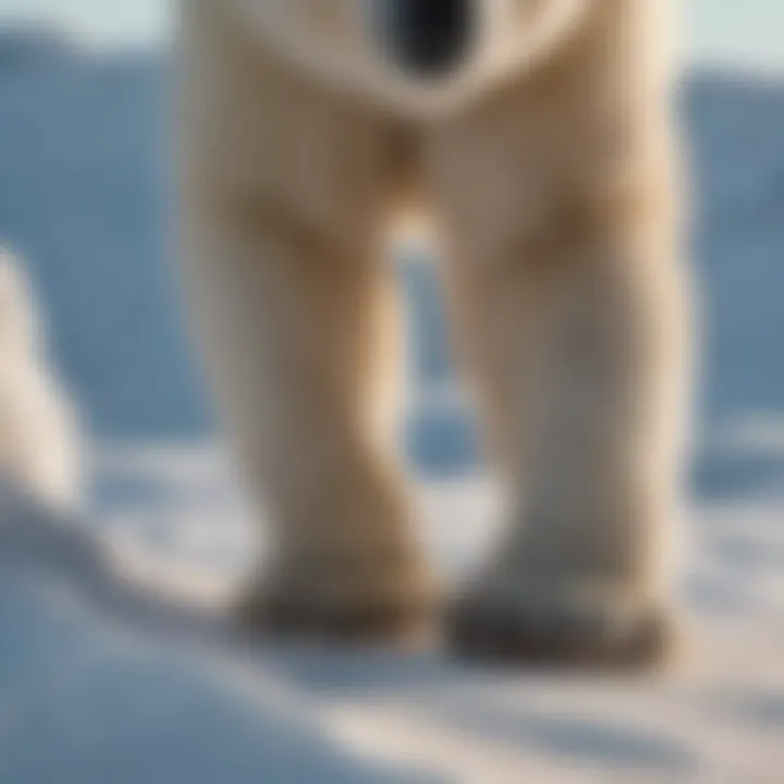 Polar bear with powerful paws and claws