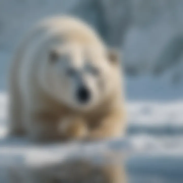 Polar bear using its keen sense of smell to locate seals under the ice