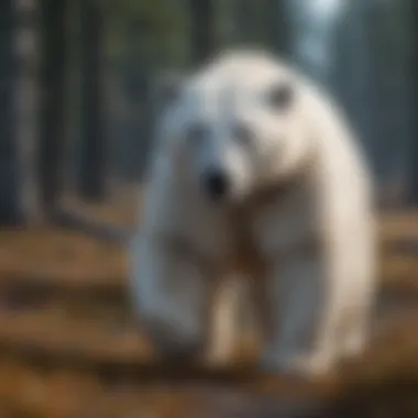Polar bear in a stealthy hunting mode