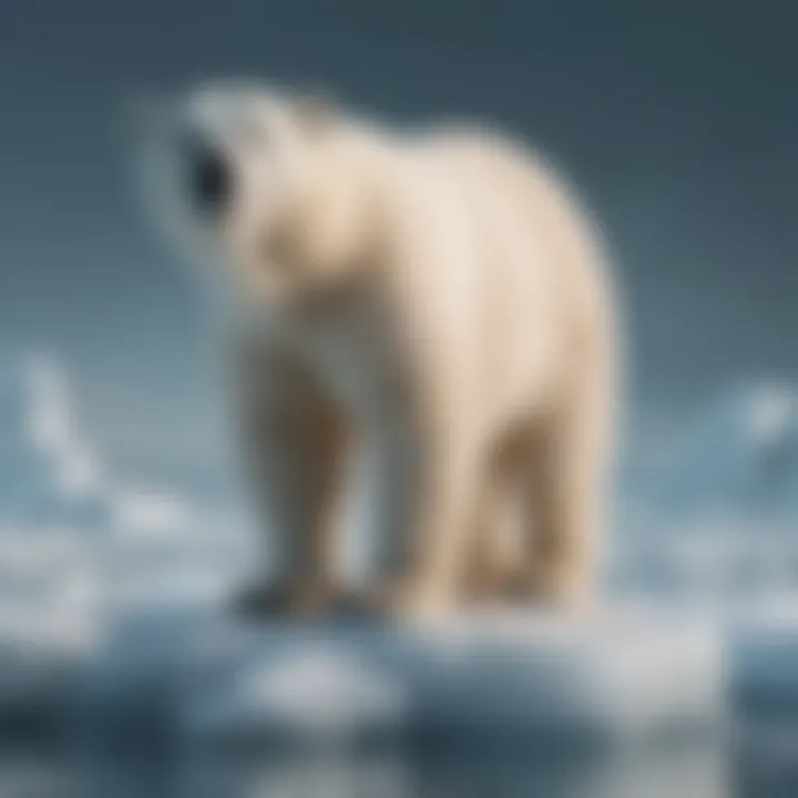 A polar bear standing on a floating ice platform