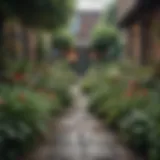 A vibrant urban garden showcasing diverse plants