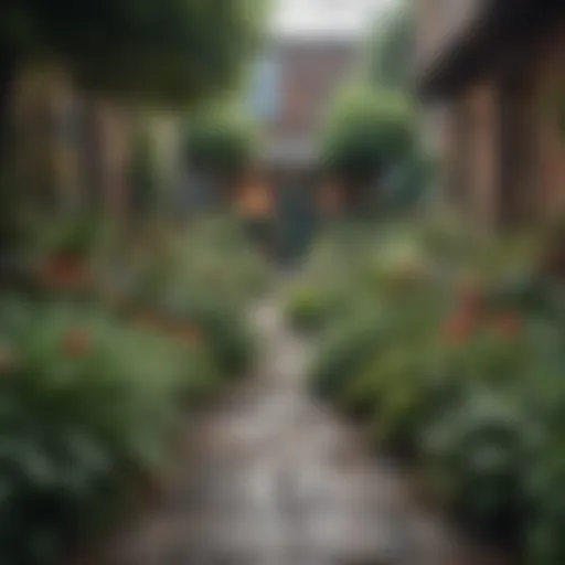 A vibrant urban garden showcasing diverse plants