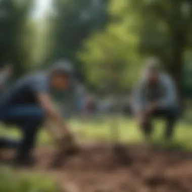 Community Tree Planting Initiative Diverse group of individuals planting trees in a community garden
