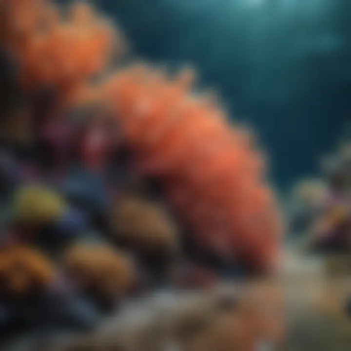 Colorful coral reef teeming with marine life