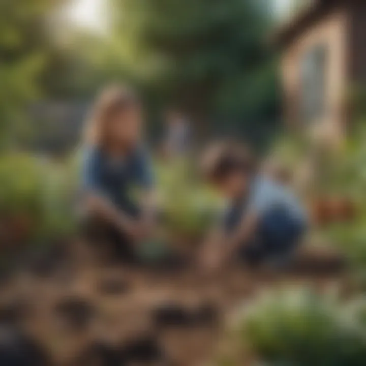 Illustration of kids setting up a community garden