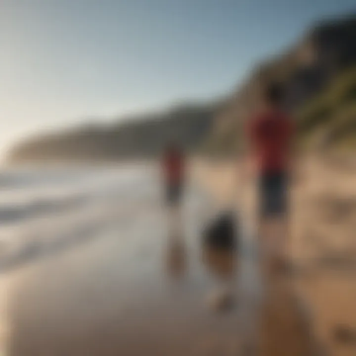 A group of kids cleaning up a beach, collecting trash