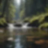 A pristine mountain stream flowing through a forest