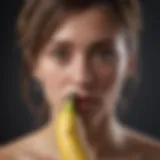 Illustration of a person staring at a banana with dread