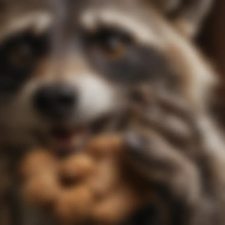 Close-up of a raccoon's paws showcasing dexterity