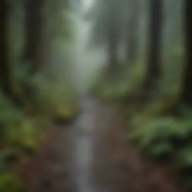 Exploring the Trails of Washington's Rain Forests A serene trail through the dense undergrowth of a Washington rain forest