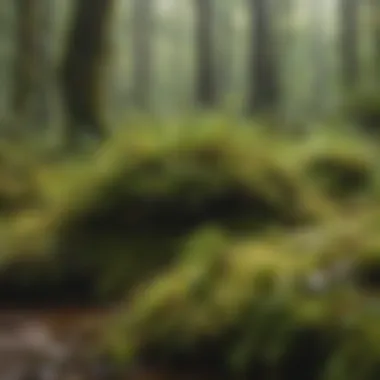 Close-up of a unique species of moss thriving in a humid rain forest environment