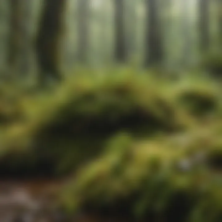 Close-up of a unique species of moss thriving in a humid rain forest environment