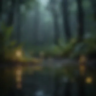 Enchanting Fireflies in the Night Luminous Fireflies illuminating the dark rainforest night