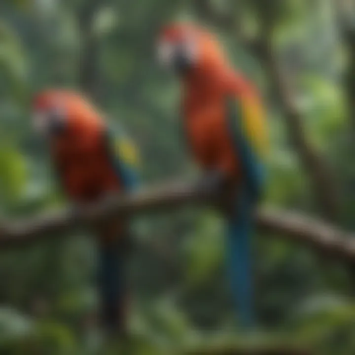 Colorful Macaws Frolicking in the Rainforest