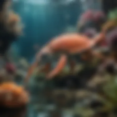 Discovering the Mysteries of the Ocean A vibrant underwater scene with diverse marine life