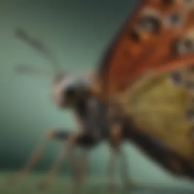 A close-up of a fascinating insect, such as a butterfly or beetle, showcasing the intricate details of its wings and body