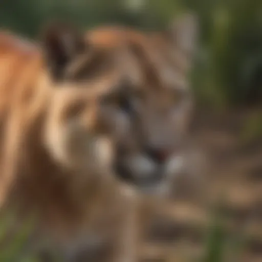 A Florida Panther in its natural habitat, showcasing its sleek body and distinctive coloring.